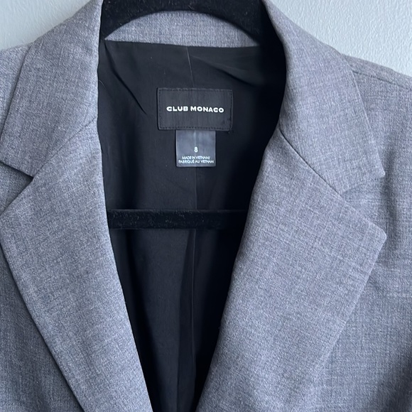 Club Monaco women’s suit jacket blazer size 8 charcoal gray pockets wool blend - Picture 3 of 3